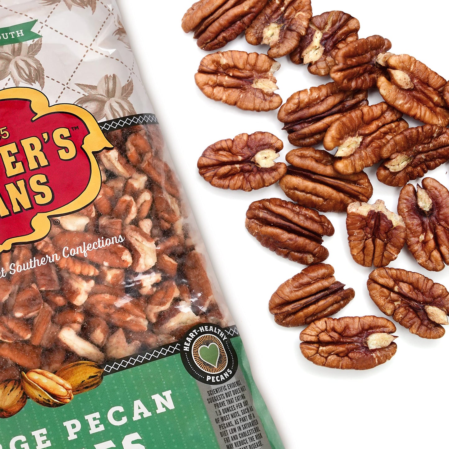 PRIESTER'S Large Raw Pecan Pieces - Natural Shelled Pecans Grown in the USA - Unsalted Pecans for Snacking and Baking - Tight Resealable Bag