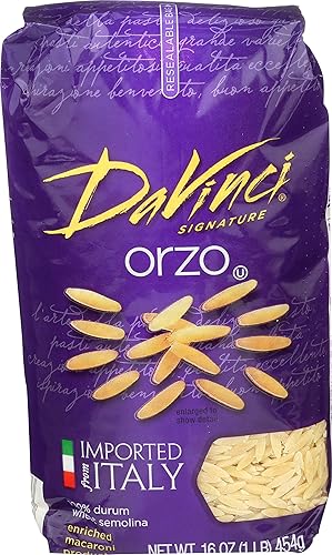 DaVinci Signature, Orzo, 16 Ounce Resealable Bags (Pack of 12)