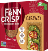 Finn Crisps Rye Crispbread with Caraway 7oz | Thin, Crispy Rye Flatbreads with Caraway | Authentic Finnish Sourdough Crispbread | Caraway Rye Crackers