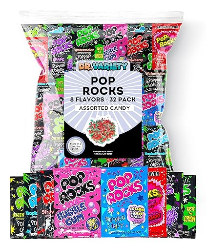 Pop Rocks Variety Mix (32 Pack) - Crackling Rock Treats in Assorted Flavors - Individually Wrapped Retro Style Popping Confection - Bulk Pack