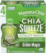Mamma Chia Organic Vitality Squeeze Snack, Green Magic, USDA Organic, Non-GMO, Vegan, Gluten Free, and Kosher. Fruit and Vegetables with only 70