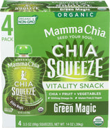 Mamma Chia Organic Vitality Squeeze Snack, Green Magic, USDA Organic, Non-GMO, Vegan, Gluten Free, and Kosher. Fruit and Vegetables with only 70