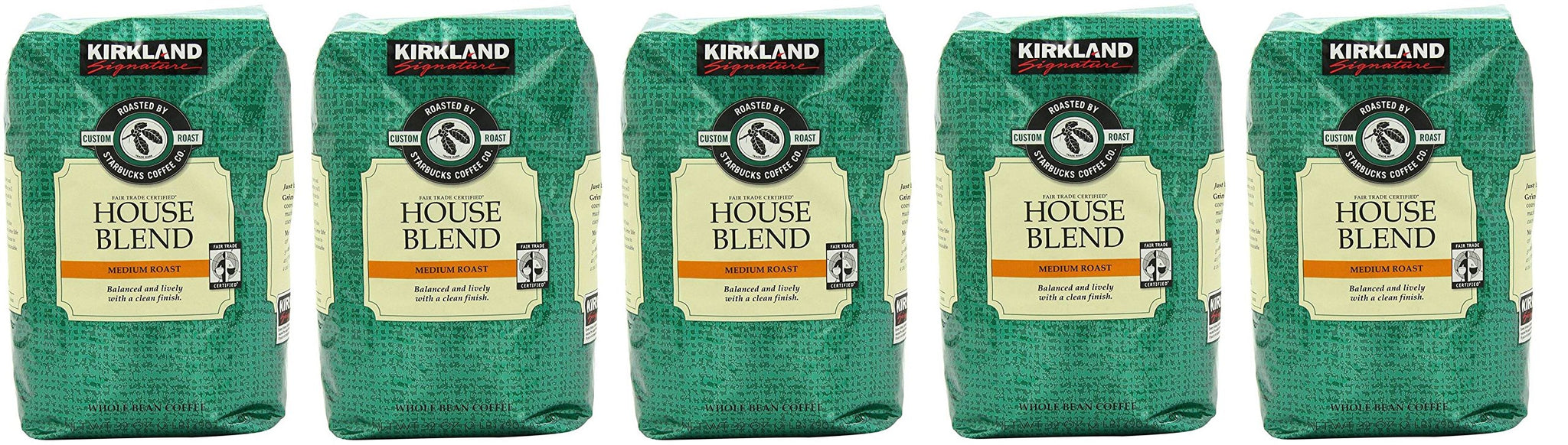 Kirkland Signature Starbucks Bean Coffee Medium Roast House Blend (5 Bags)