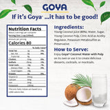 Goya Pure Coconut Water with Pulp, Tropical Hydration with Real Fruit, Great for Smoothies, Snacks, and Post-Workout Drinks, 2-Pack (17.6 oz Cans)