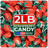 Strawberry Hard Candy Individually Wrapped by Cambie, 2 lbs of Strawberry Candy with a Deliciously Sweet Hard Exterior with a Soft, Fruit-Filled