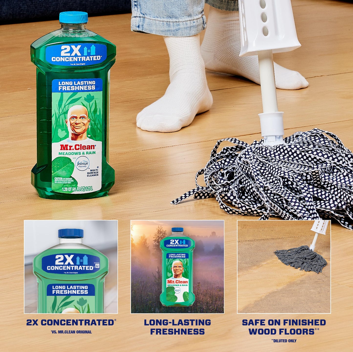 Mr. Clean All Purpose Cleaner, Floor Cleaner for Mopping Home, Bathroom, & Kitchen, Cleaning Liquid for Mop & Bucket, Cleaning Supplies, Multi-Surface