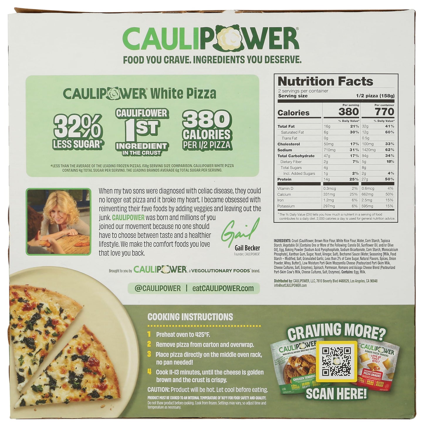 CAULIPOWER Cauliflower Crust White Pizza, 11.15 OZ