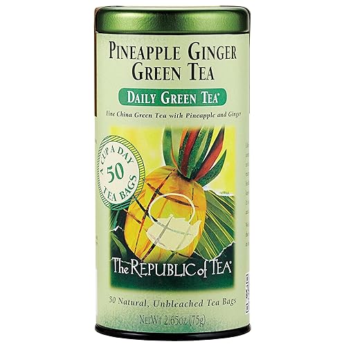 The Republic of Tea - Pineapple Ginger Daily Green Tea, 50 Tea Bag Tin