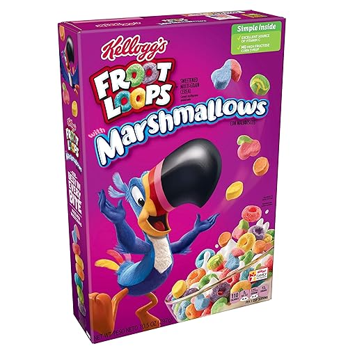 Froot Loops Kellogg’s Froot Loops Breakfast Cereal with Fruity Shaped Marshmallows, Low Fat, 10.5 oz Box(Pack of 16)
