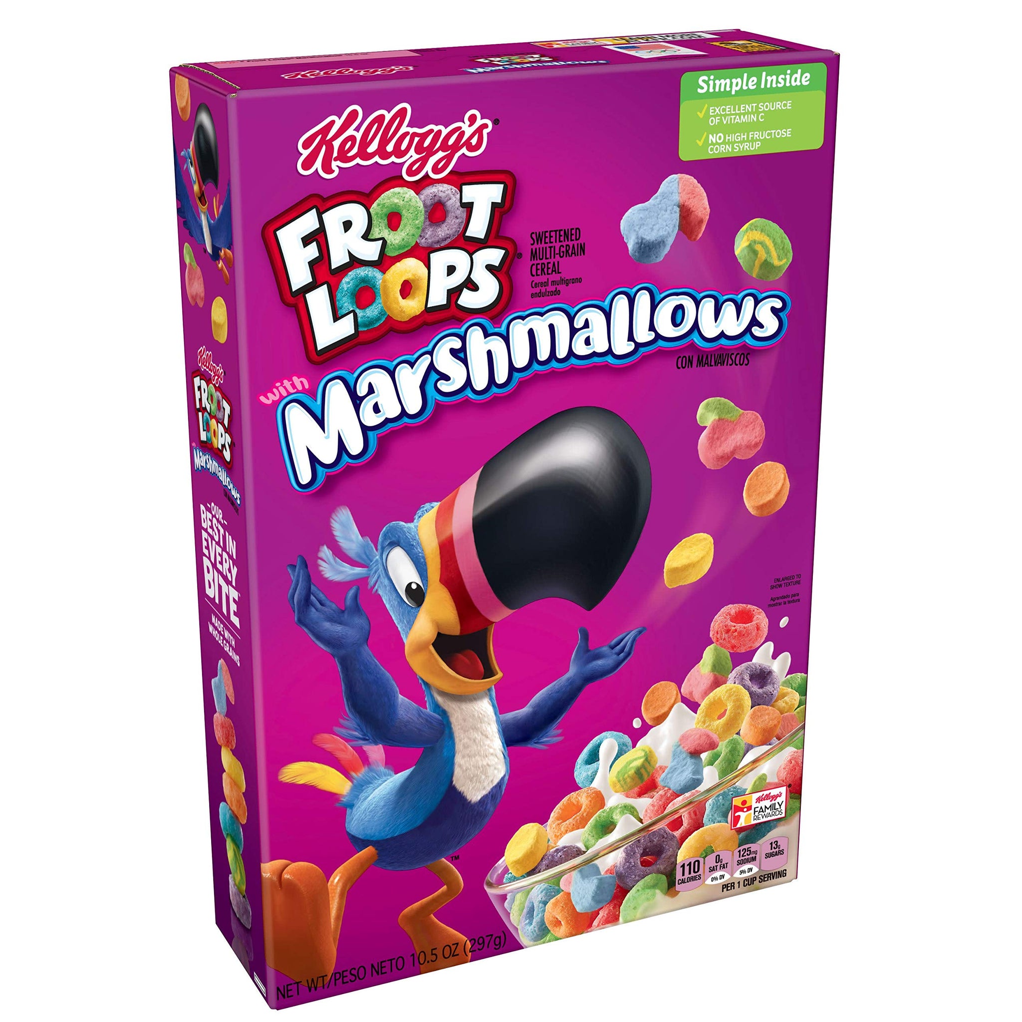 Froot Loops Kellogg’s Froot Loops Breakfast Cereal with Fruity Shaped Marshmallows, Low Fat, 10.5 oz Box(Pack of 16)