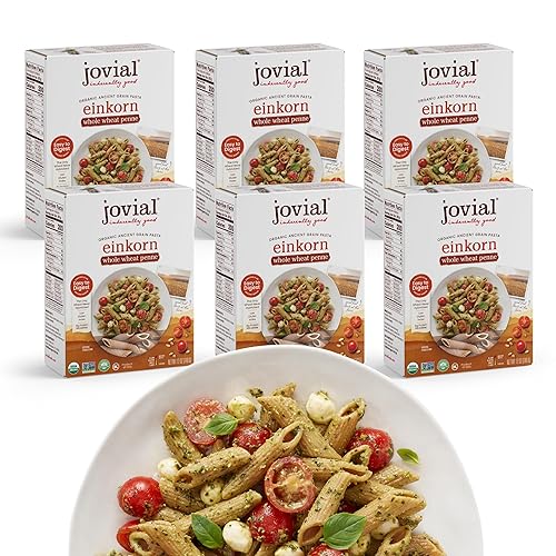 Jovial Einkorn 100% Organic Whole Grain Penne Rigate - Einkorn Pasta, High Protein, Non-GMO, USDA Certified Organic, Lower Carb, Delicious Pasta Made