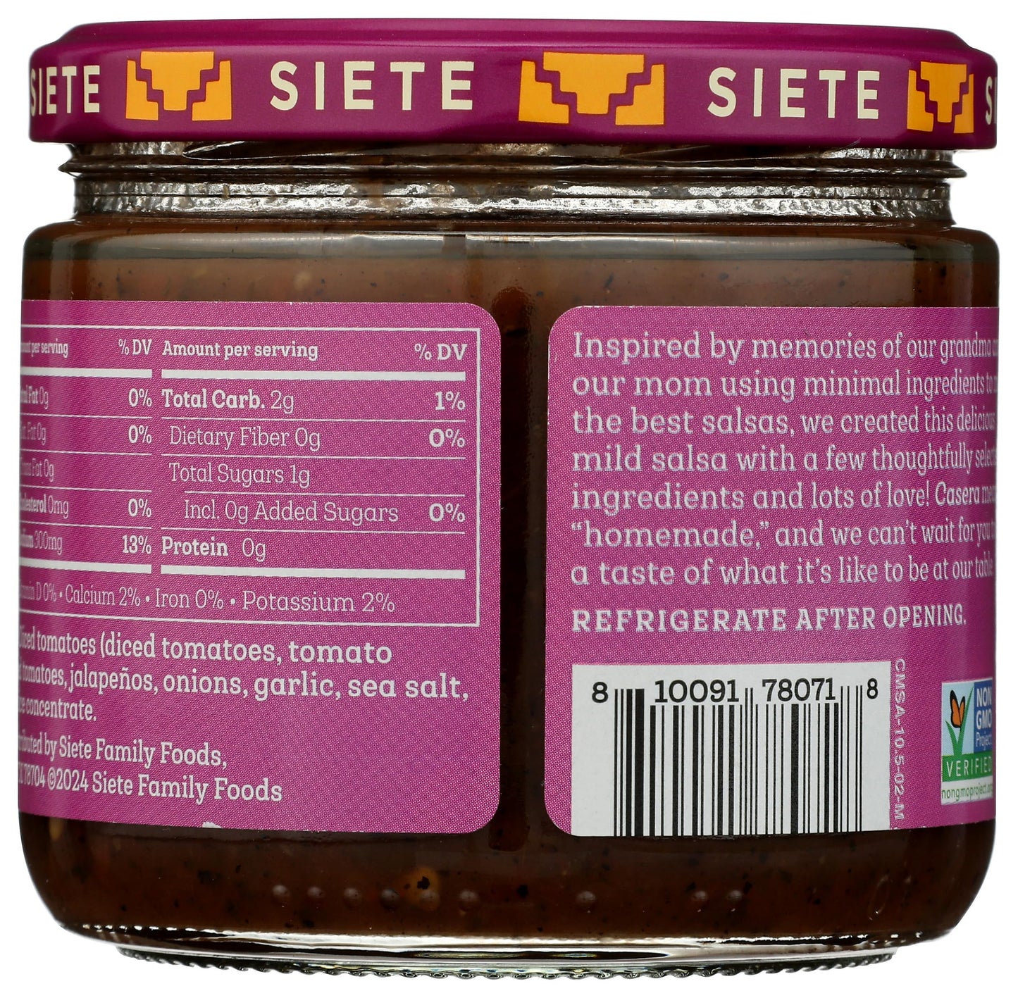 Siete Salsa Mild Casera 10.5 OZ