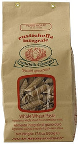 Rustichella D'Abruzzo Pasta Penne Rigate Whole Wheat in Brown Bag, 1.1 Pound