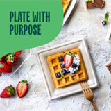 100% Compostable Square Paper Plates 6 inch [500-Pack] Heavy Duty, Eco-Friendly, Biodegradable Bagasse Dinner Plates - Natural Brown 6x6" Plate