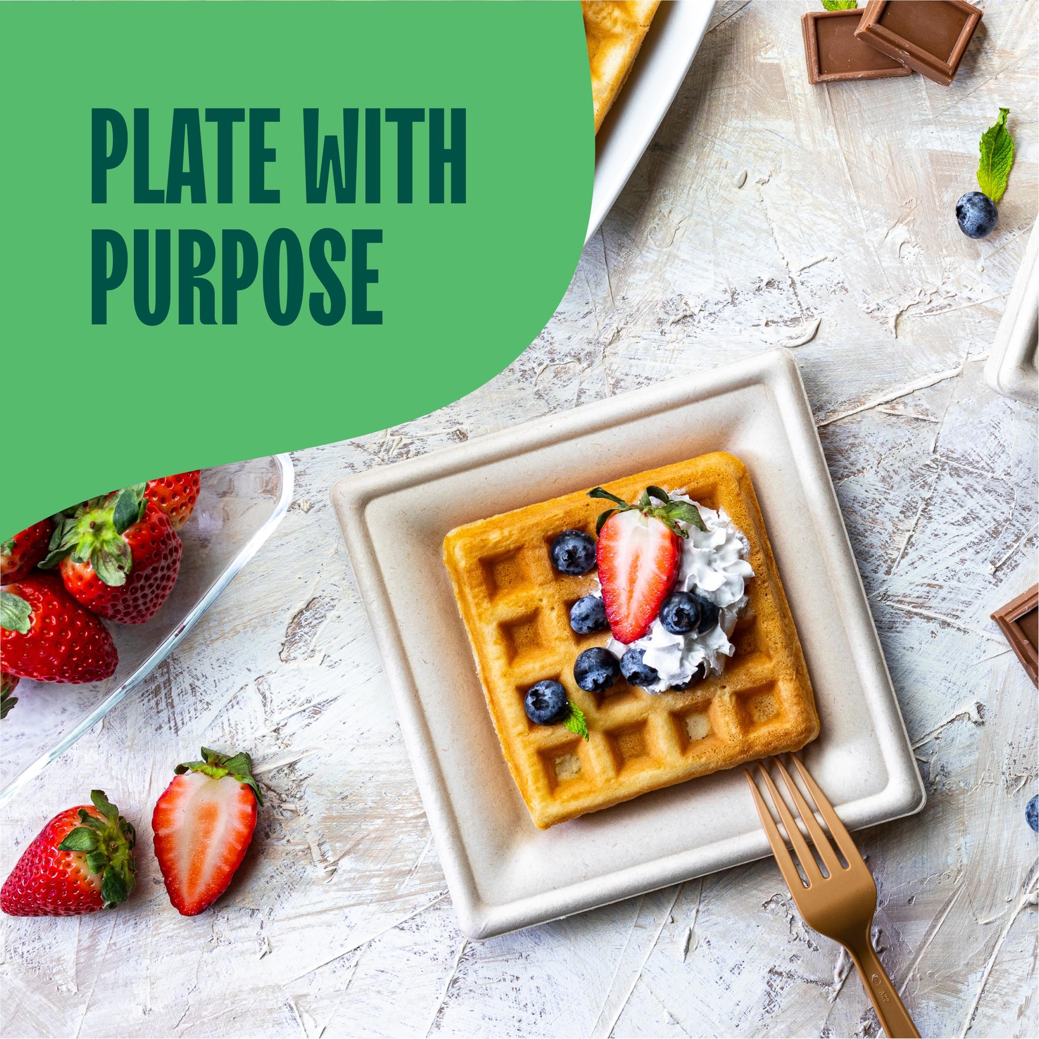 100% Compostable Square Paper Plates 6 inch [500-Pack] Heavy Duty, Eco-Friendly, Biodegradable Bagasse Dinner Plates - Natural Brown 6x6" Plate