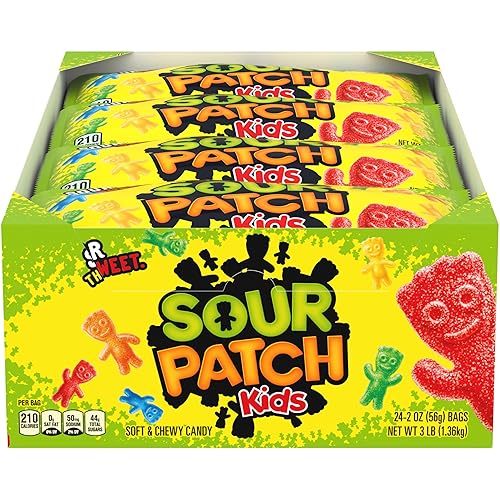 SOUR PATCH KIDS Soft & Chewy Gummy Candy, Bulk Candy, 24 - 2 oz Bags