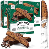Nonni's Espresso Chocolate Chip Biscotti Cookies - 3 Boxes Espresso Coffee Cookies - Espresso Chocolate Chip Cookies w/Dark Chocolate - Italian