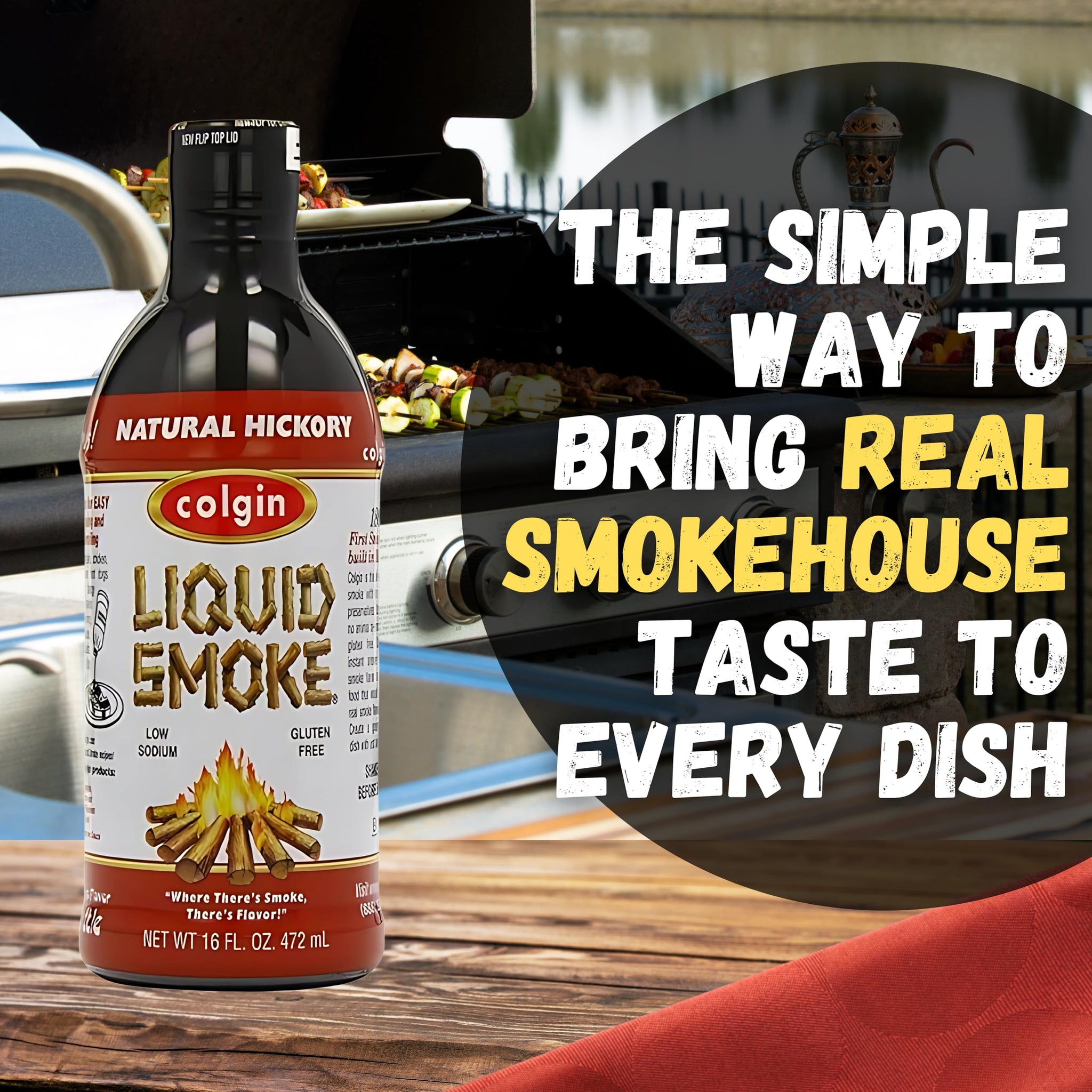 Colgin Authentic Hickory Liquid Smoke (16 oz) for Home Cooks & BBQ Enthusiasts | Liquid Smoke for Cooking | Rich, Sweet Smoky Flavor for Meats