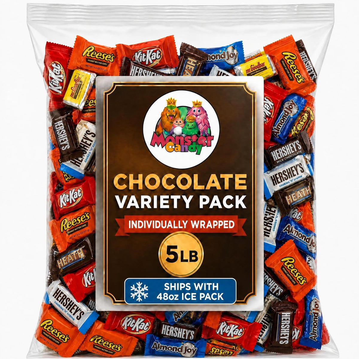 Candy Bulk Assorted Chocolate Variety Pack - 5 Lb Individually Wrapped Mix for Basket Stuffers, Celebration Fillers & Party Treats - July 4th