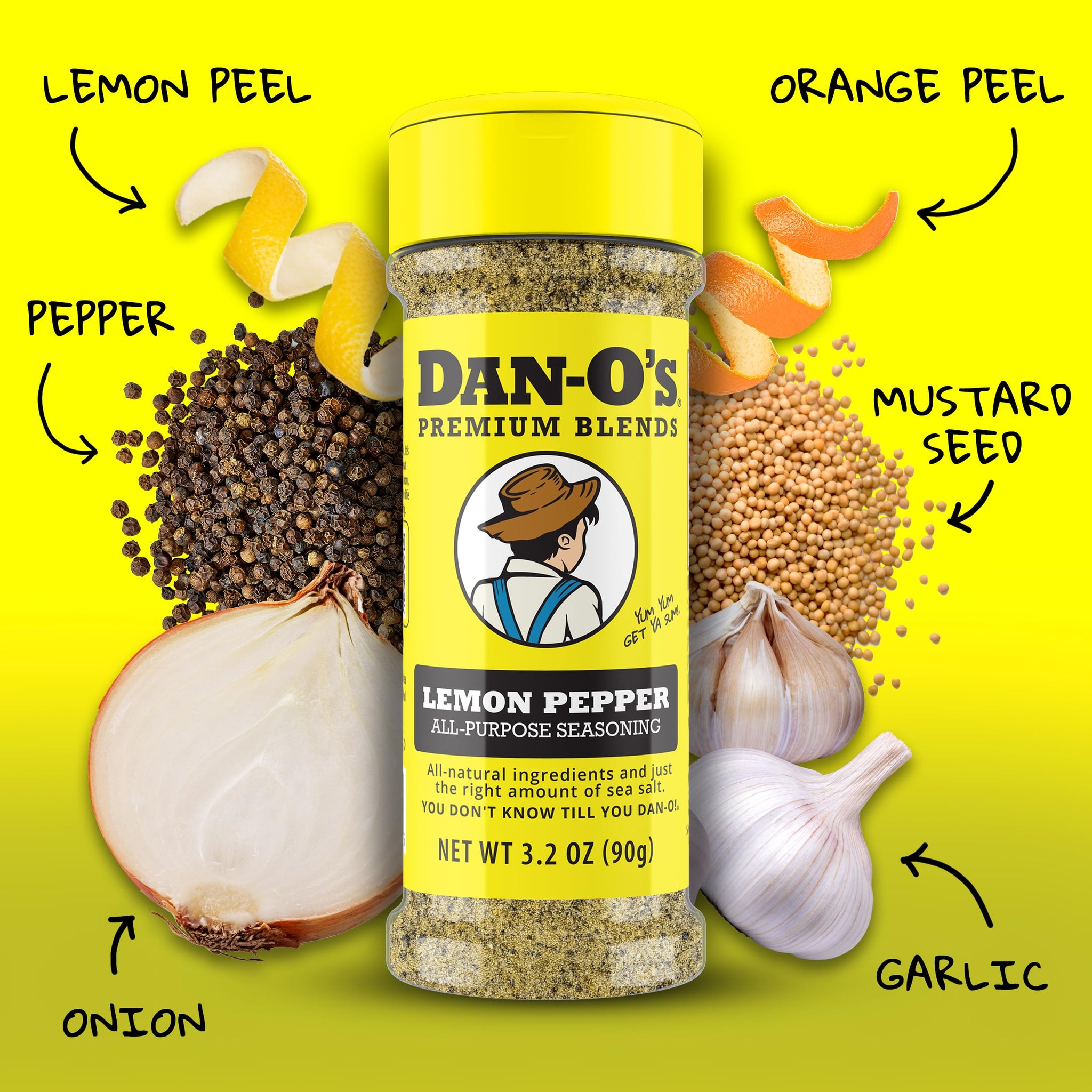 Dan-O’s Seasoning Variety Pack - 3 Bottle Set (Extra-Small) - Lemon Pepper, Original & Preem-O - All Purpose Spice Blends for Chicken, Seafood, Steak