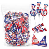 Patriotic Candy Assortment - 3 Pound Bulk Pack - 4th of July Candy - Chocolate Caramels, Lollipops, Popping Rocks Pouches - Red White and Blue Treats