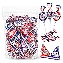 Patriotic Candy Assortment - 3 Pound Bulk Pack - 4th of July Candy - Chocolate Caramels, Lollipops, Popping Rocks Pouches - Red White and Blue Treats