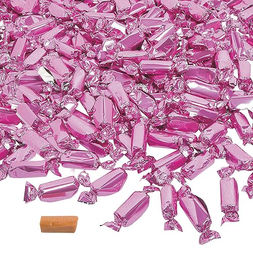 Fun Express - Hot Pink Foil Wrapped Caramels (2lbs) for Wedding - Edibles - Soft & Chewy Candy - Caramel & Licorice & Candy Corn - Wedding - 189
