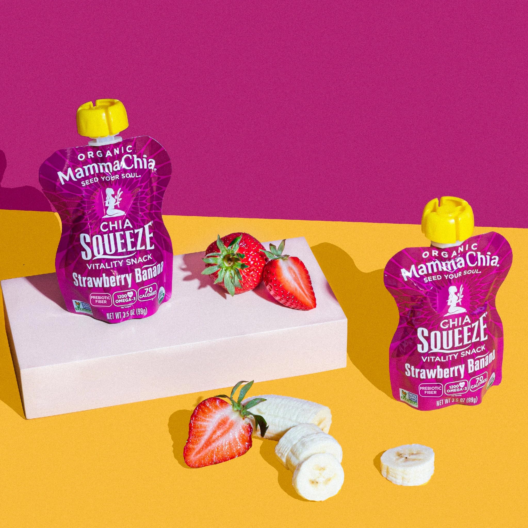Mamma Chia Organic Strawberry Banana Chia Squeeze, 400 GR