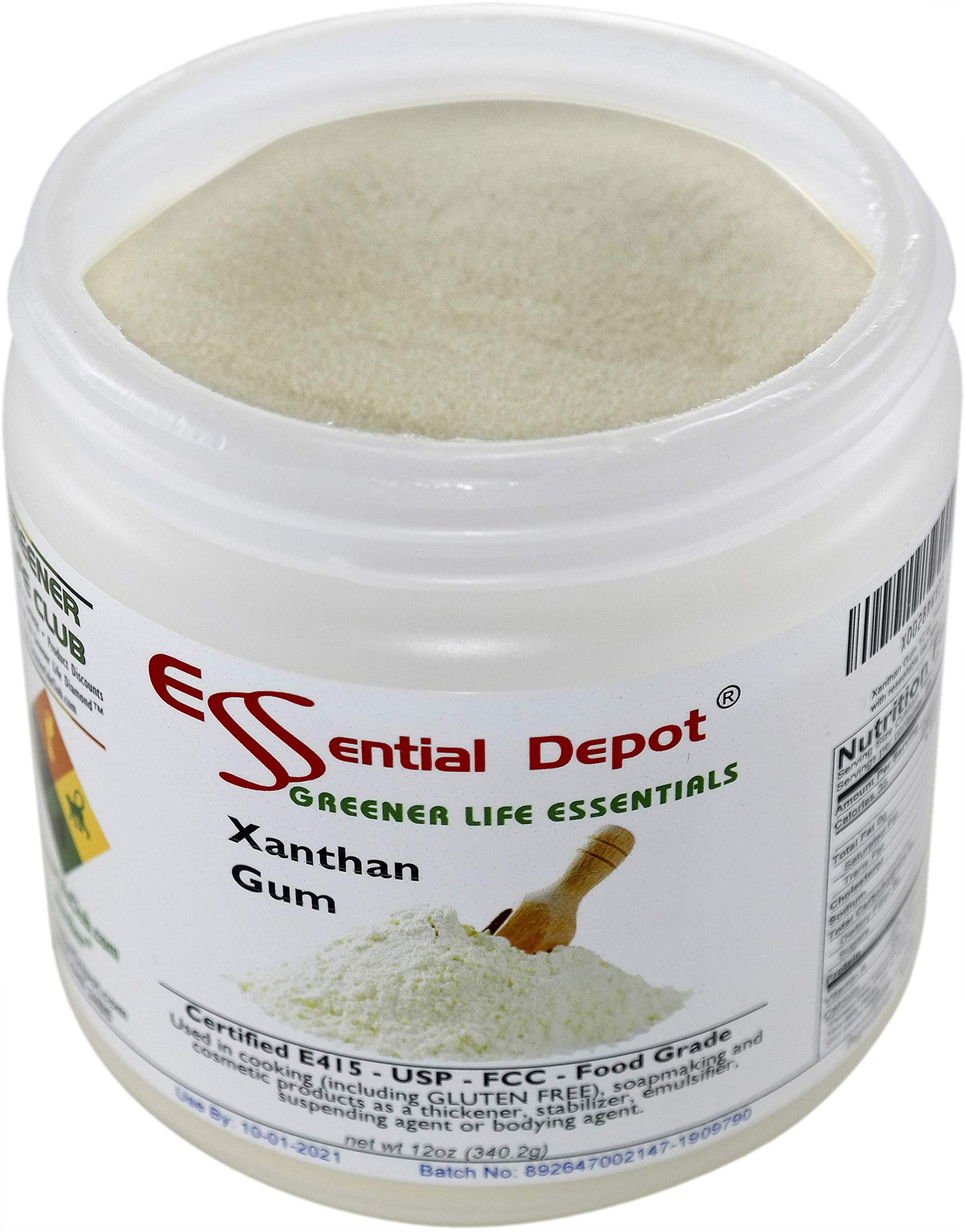 Essential Depot Xanthan Gum 12 oz. Powder USP FCC Food Grade - Gluten Free Cooking - Safety Sealed HDPE Container with Resealable Cap