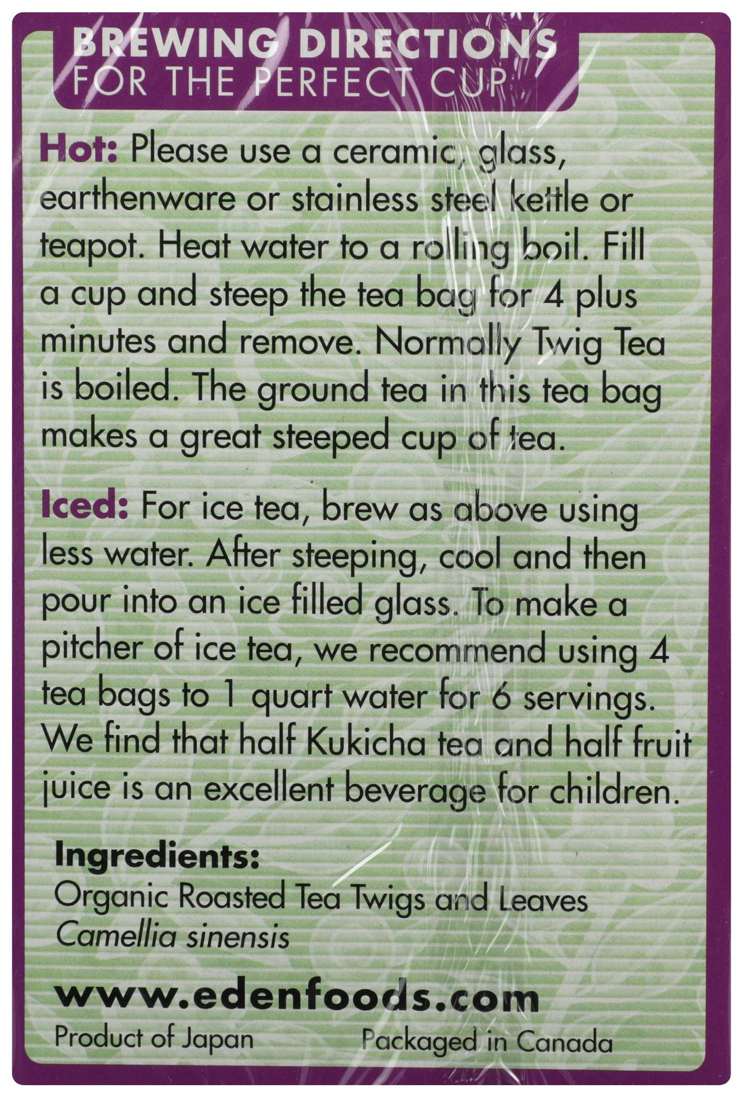 Eden Foods Organic Kukicha Twig Tea, 16 CT