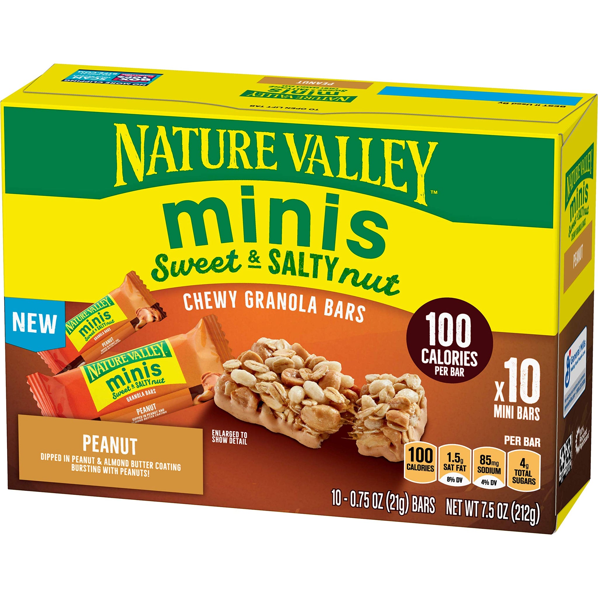 Nature Valley Mini Granola Bars, Sweet and Salty Nut, Peanut, 10 Bars, 7.5 OZ