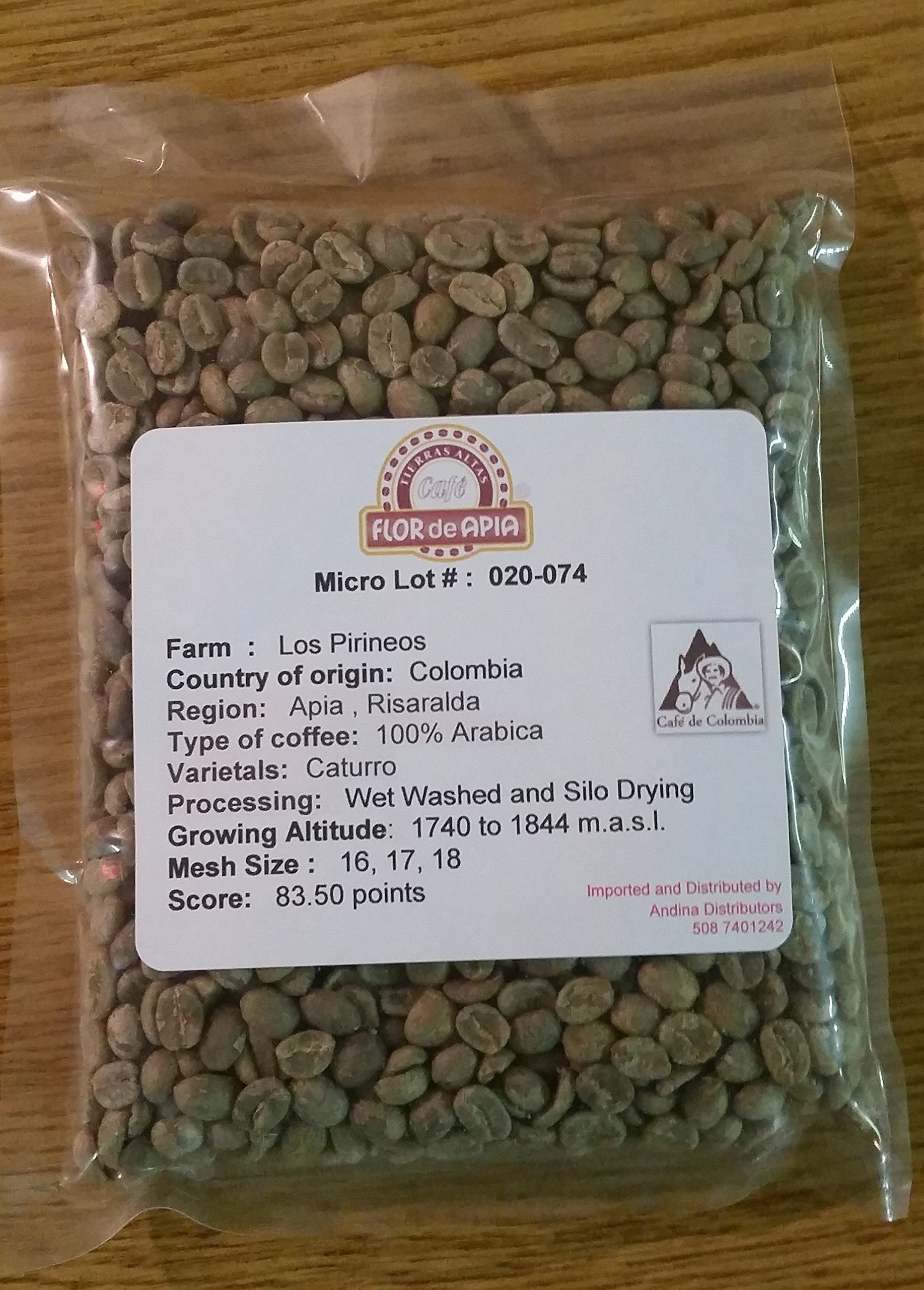 Unroasted Coffee Beans Single Origin Colombian Fram Los Pirineos (5 Lb)
