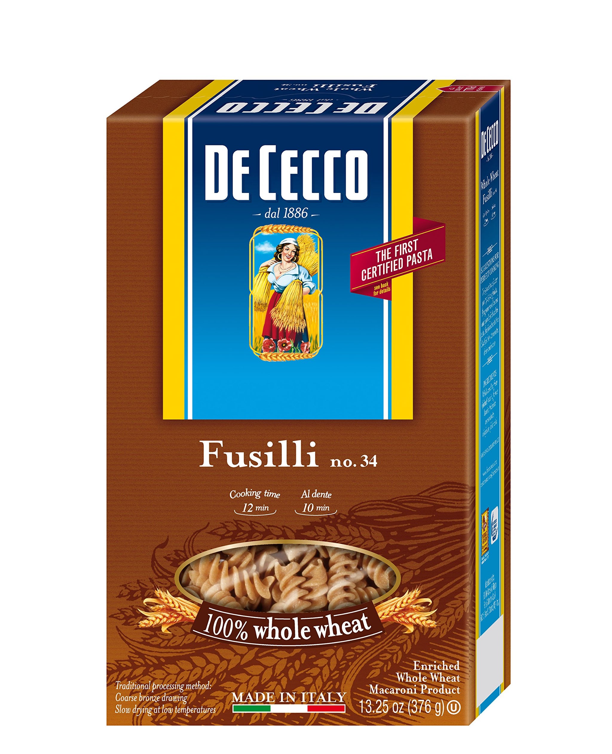 De Cecco Whole Wheat Pasta, Fusilli, 13.25 Ounce
