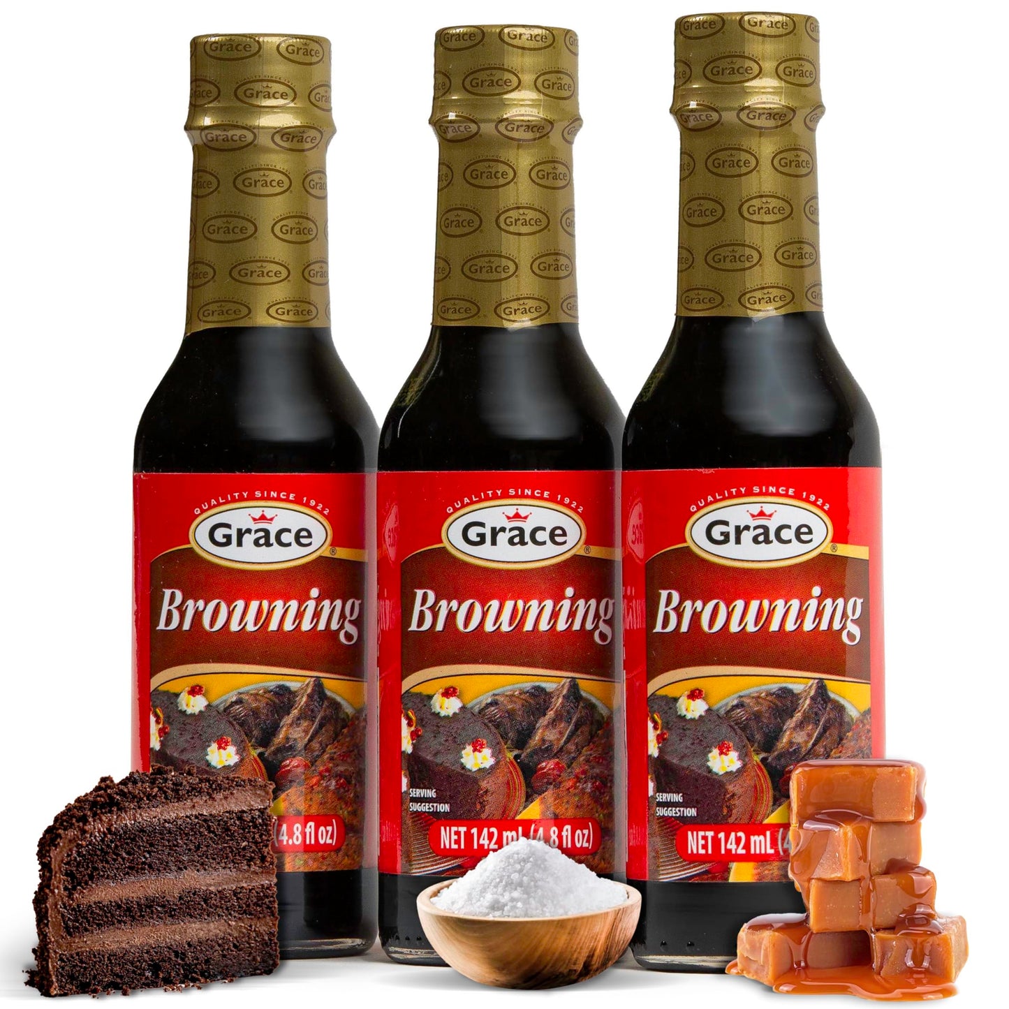 Grace Browning Sauce Jamaican 4.8oz - 3 Pack Browning Sauce for Grilling & Baking Jamaican Food - Jamaican Seasoning Sauce for Beef Gravy Vegetarian
