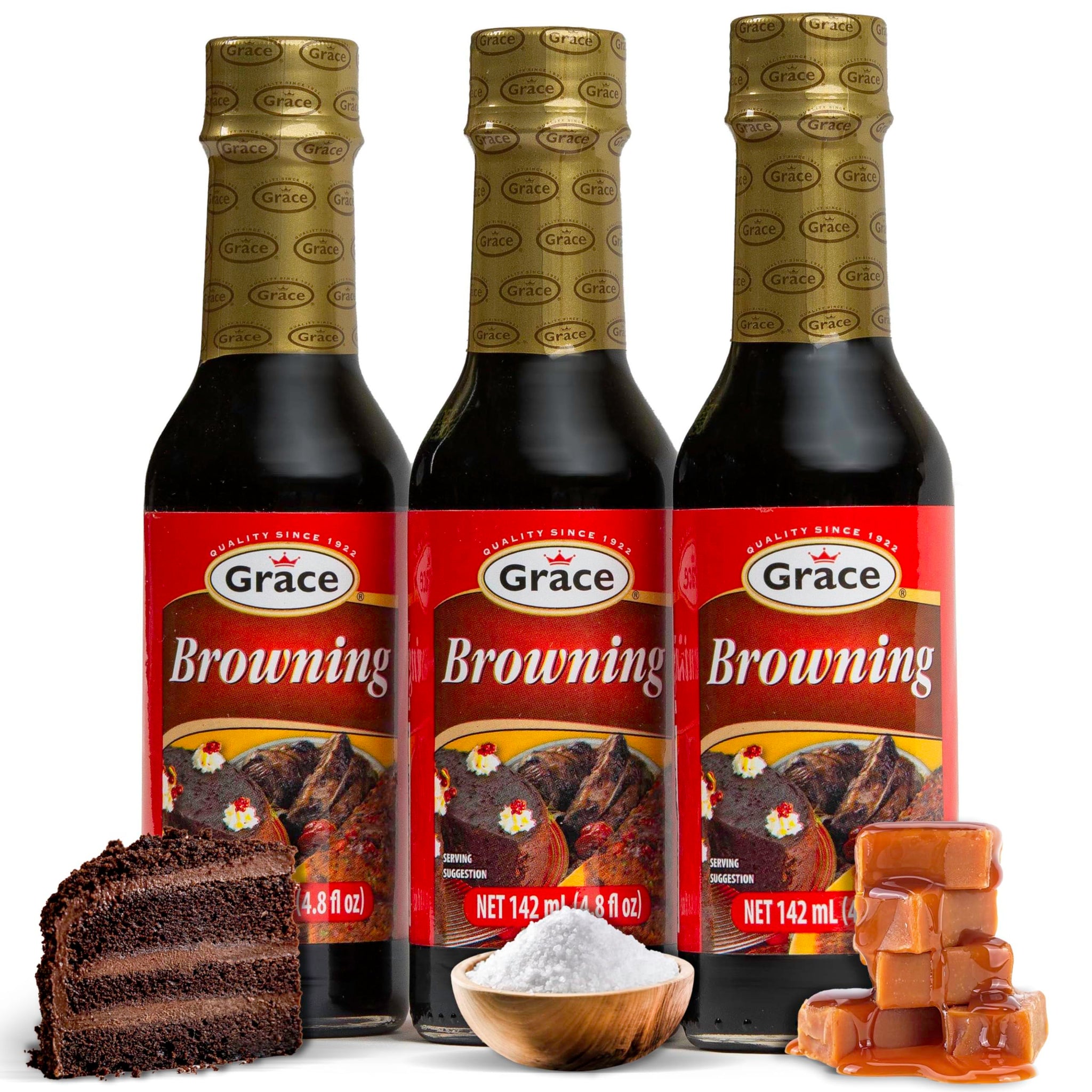 Grace Browning Sauce Jamaican 4.8oz - 3 Pack Browning Sauce for Grilling & Baking Jamaican Food - Jamaican Seasoning Sauce for Beef Gravy Vegetarian