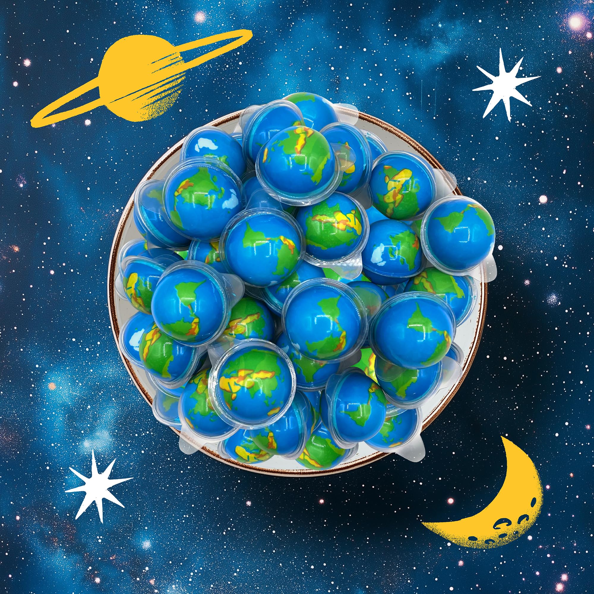 Earth Planet Gummy Balls - 19 Oz Jar (30 Count) - Strawberry Jelly Filled Gummies - Individually Wrapped Gummy Candy - Space Candy - Earth Gummies