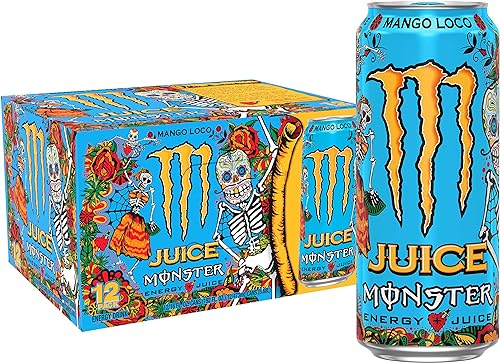 Monster Energy Juice Monster Mango Loco, Energy + Juice, Energy Drink, 16 Ounce (Pack of 12)