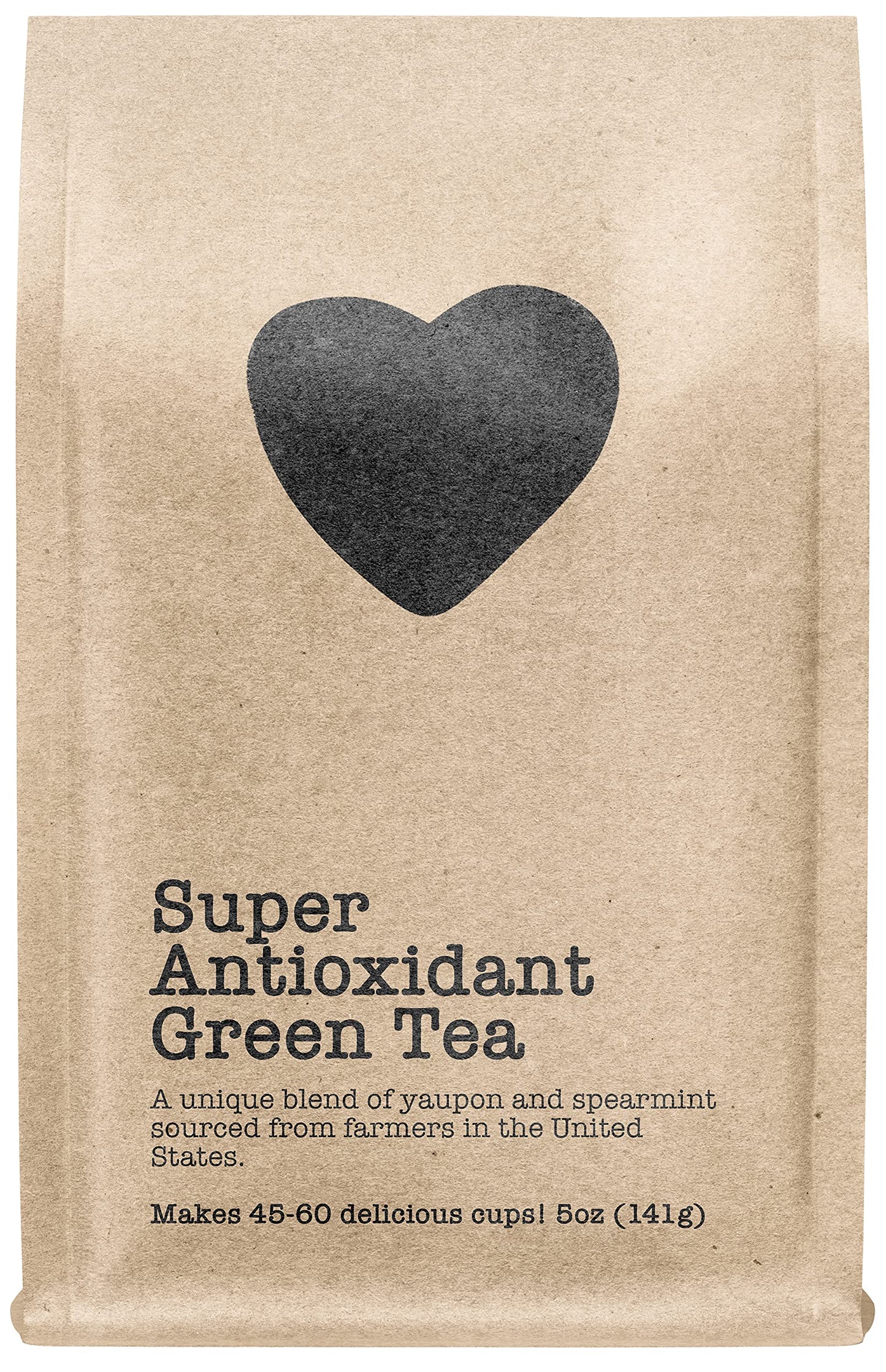 Super Antioxidant Green Tea, 45-60 Servings, Eco-Conscious Zip Pouch, Contains Caffeine, Pure Loose Leaf Tea Grown in America, 5.0 Ounce (Medium)