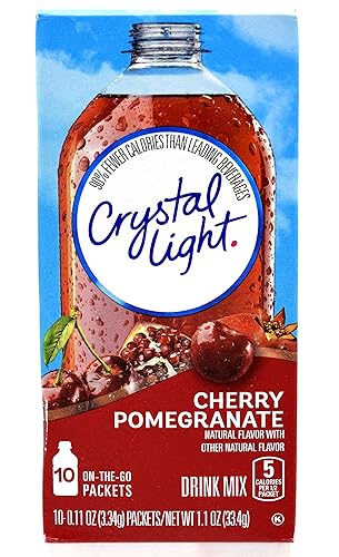 Crystal Light On-The-Go Drink Mix Packets, Sugar Free Powdered Water Enhancer, Naturally Flavored Low Calorie Beverage Mix, Cherry Pomegranate, 0.11