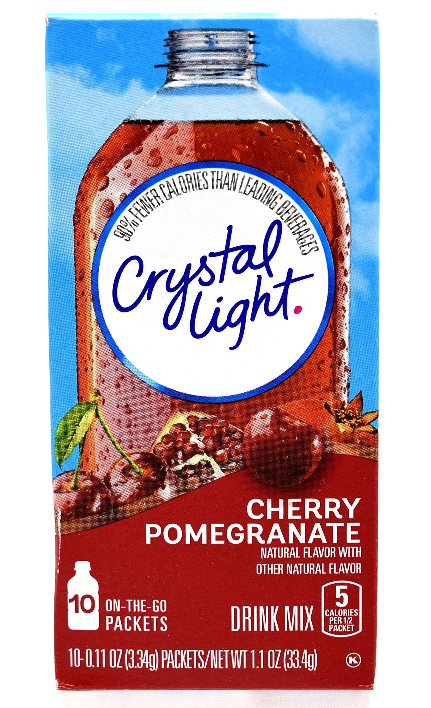 Crystal Light On-The-Go Drink Mix Packets, Sugar Free Powdered Water Enhancer, Naturally Flavored Low Calorie Beverage Mix, Cherry Pomegranate, 0.11