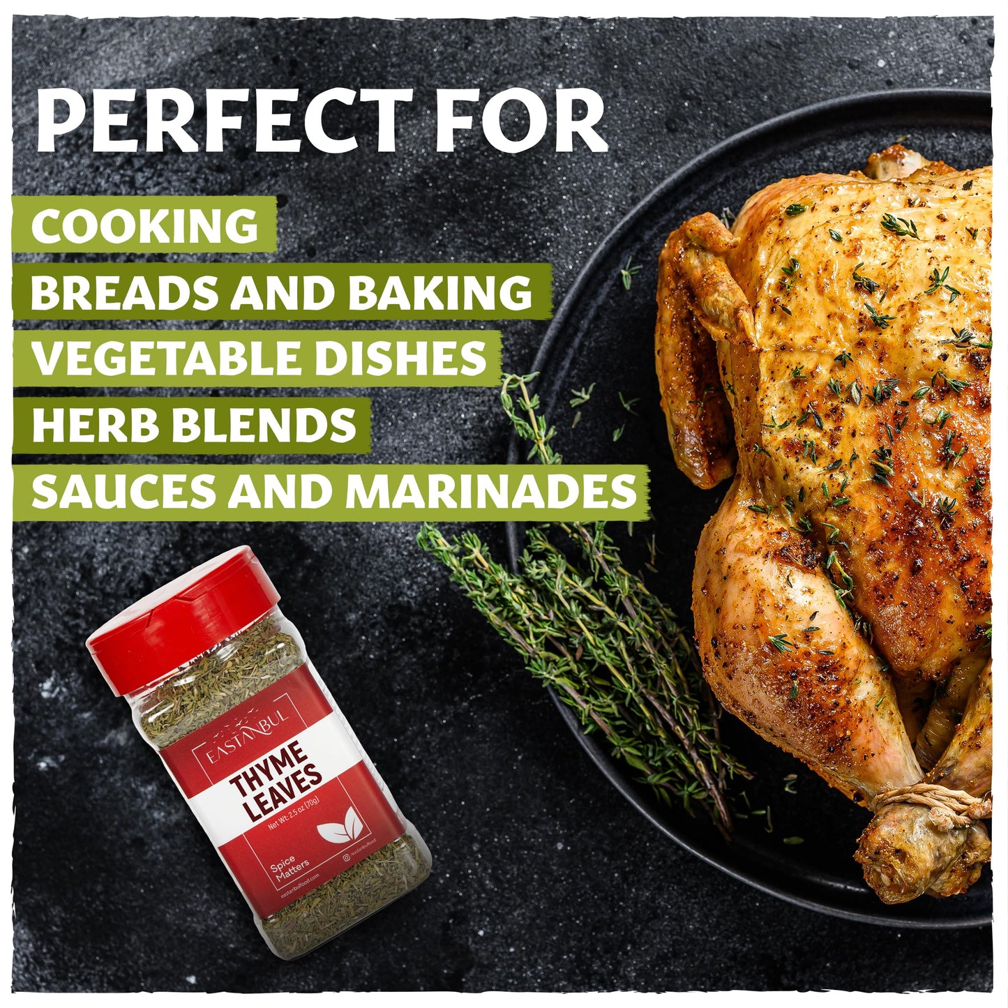 Eastanbul Thyme Leaves, 2.5oz, Dried Thyme Herb, Dried Mediterranean Herb, Full-Flavor Dry and Exquisitely Fragnant Tyme Seasoning, Perfect for Soups