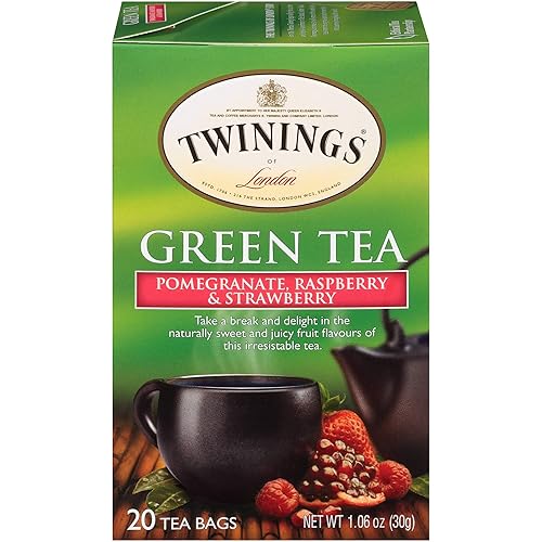 Twinings of London Green Tea Bags, Pomegranate, Raspberry and Strawberry, 20 Count