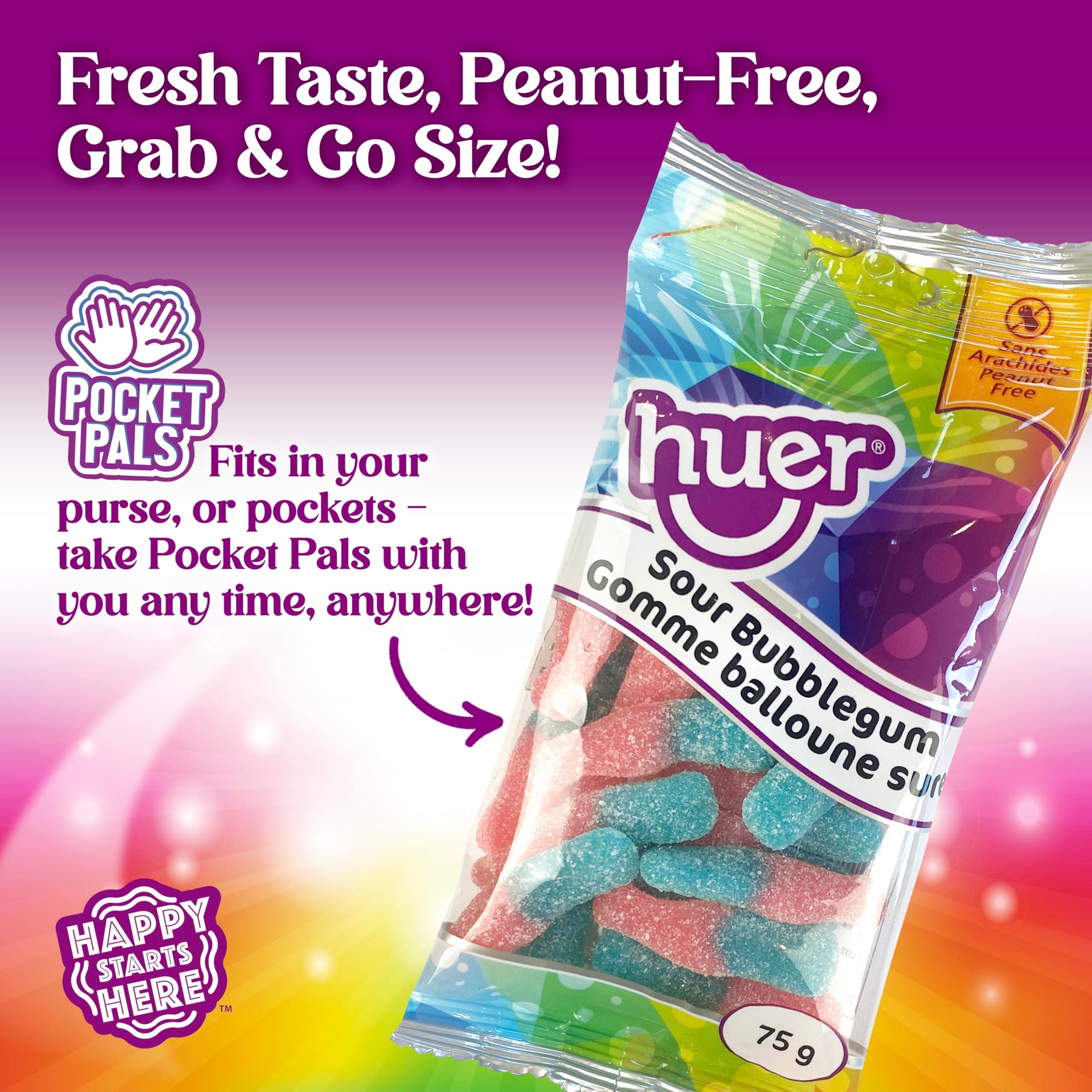 Huer Gummy Candy, Sour Bubble Gum Bottles, 1 Peg Bag, 75g/2.6 oz, Imported from Canada}
