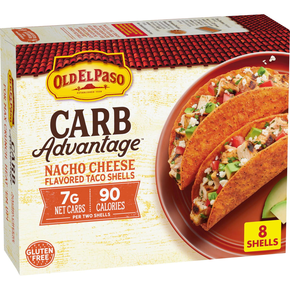Old El Paso Carb Advantage Taco Shells, Nacho Flavored, 8 ct, 3.95 oz