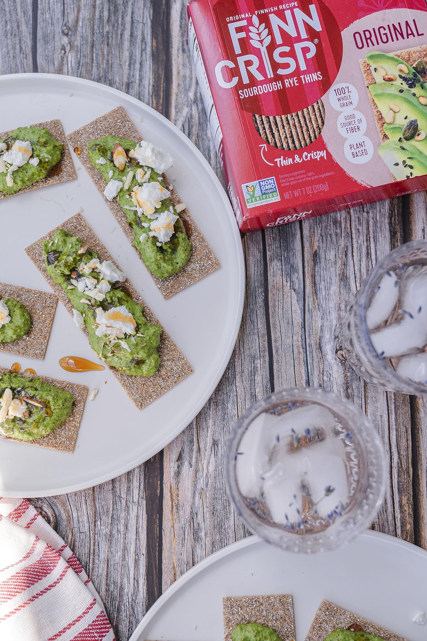 Finn Crisps Original Rye Crispbread 7oz | Thin, Crispy Rye Flatbread Crackers | Authentic Finnish Sourdough Crispbread | Whole Grain Rye Crackers 7 oz