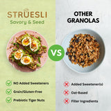 Struesli Savory & Seed Organic Granola, Nut, Grain & Gluten Free, Healthy Snacks with Pumpkin, Sunflower & Chia Seeds, Hemp Hearts, Flax, Tiger Nuts