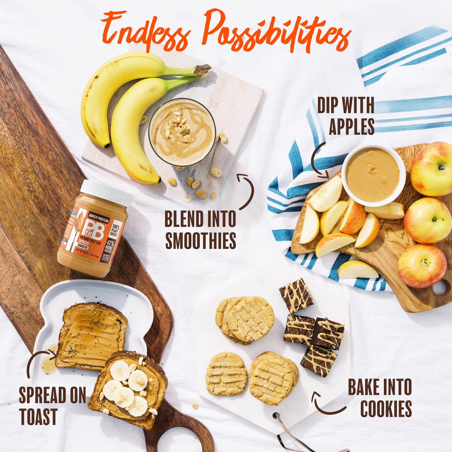 PBfit Peanut Butter Spread, 10g Plant Based Protein per Serving, Keto and Vegan Nut Butter, No Palm Oil, No Artificial Sweeteners or Preservatives, 16
