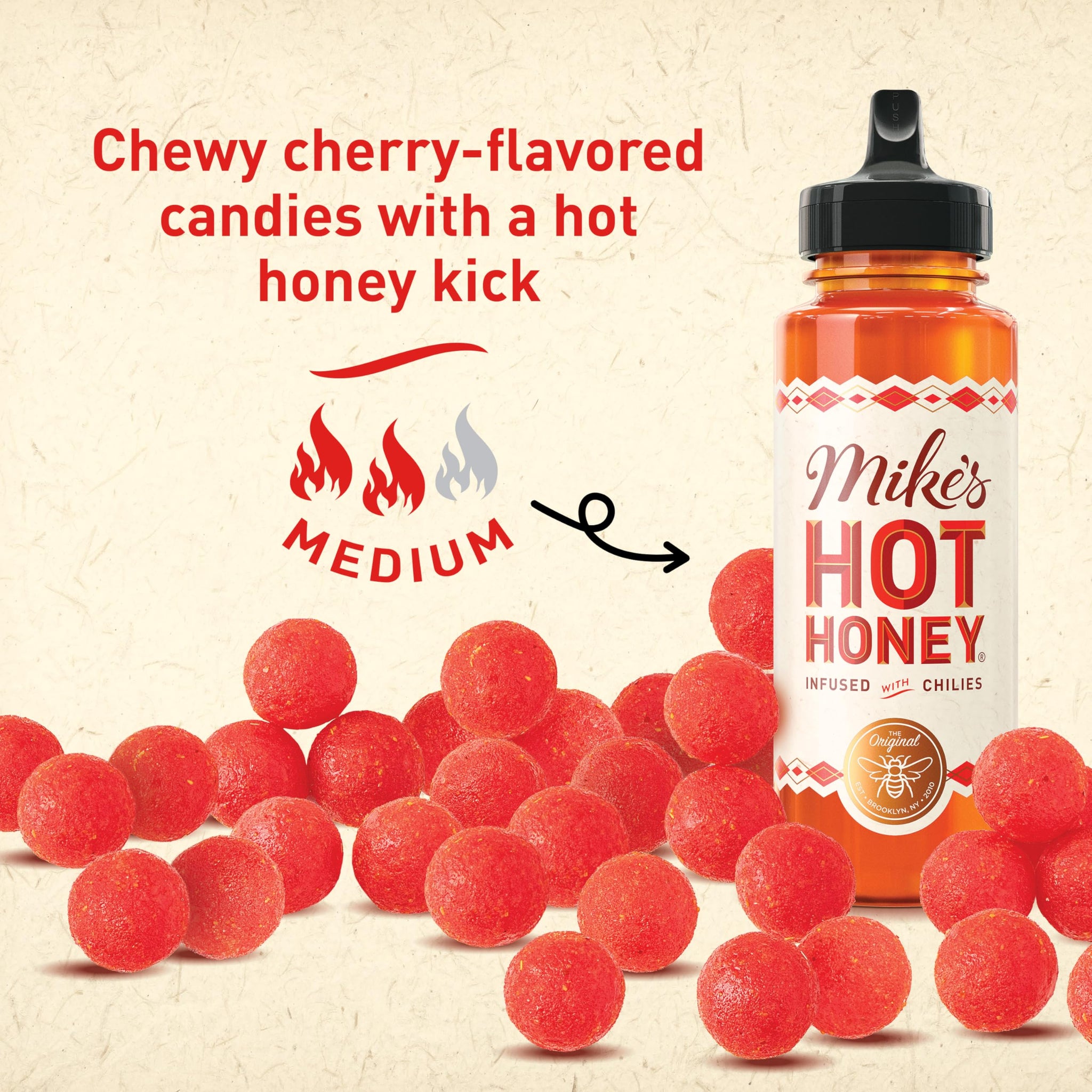 Snak Club Mike’s Hot Honey Bombs Chewy Candy, Cherry Candy with Sweet Heat, Soft Candies, Unique Snacks, 8 oz Family Size Bag