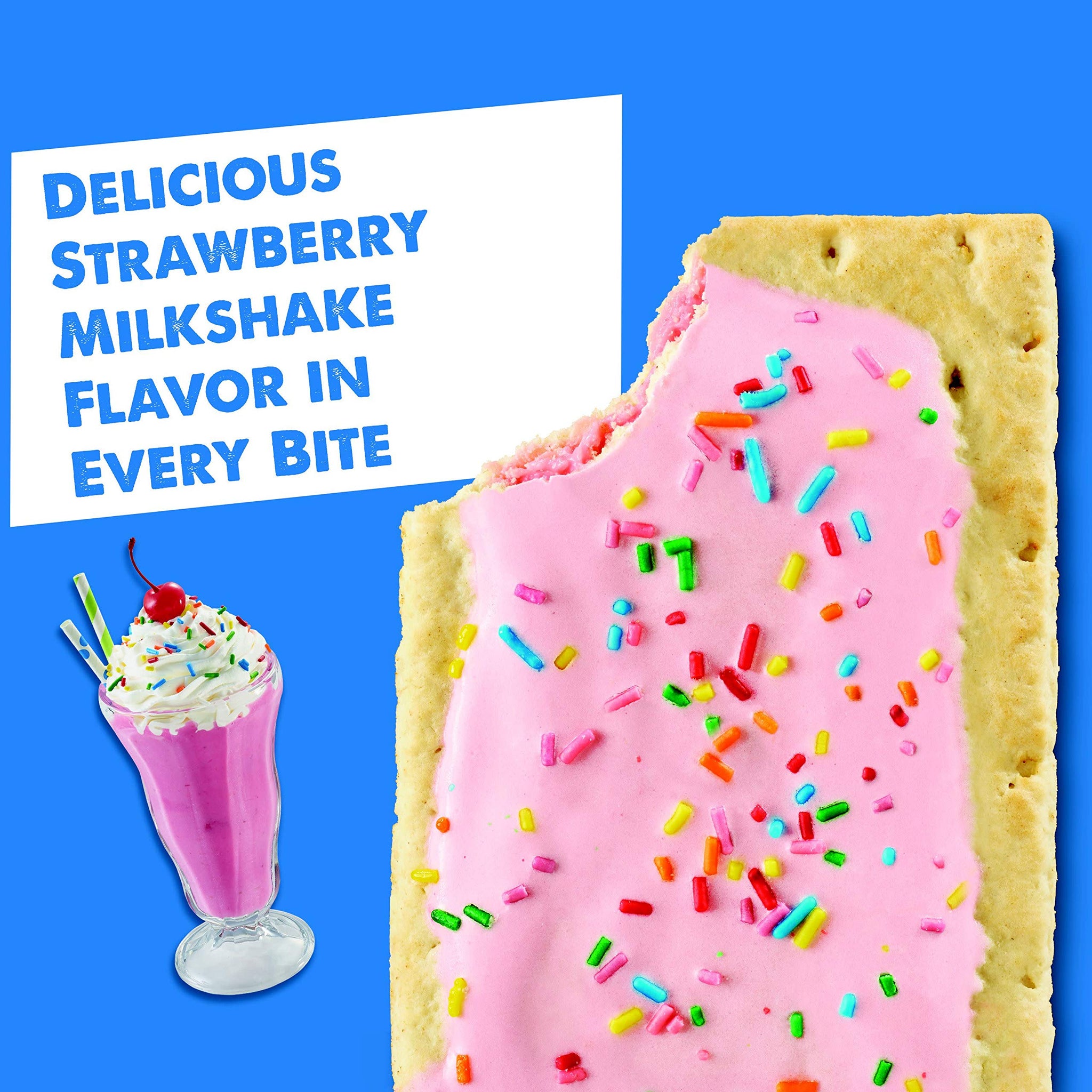 Pop-Tarts, Breakfast Toaster Pastries, Frosted Strawberry Milkshake, 10.159lb Case (48 Count)