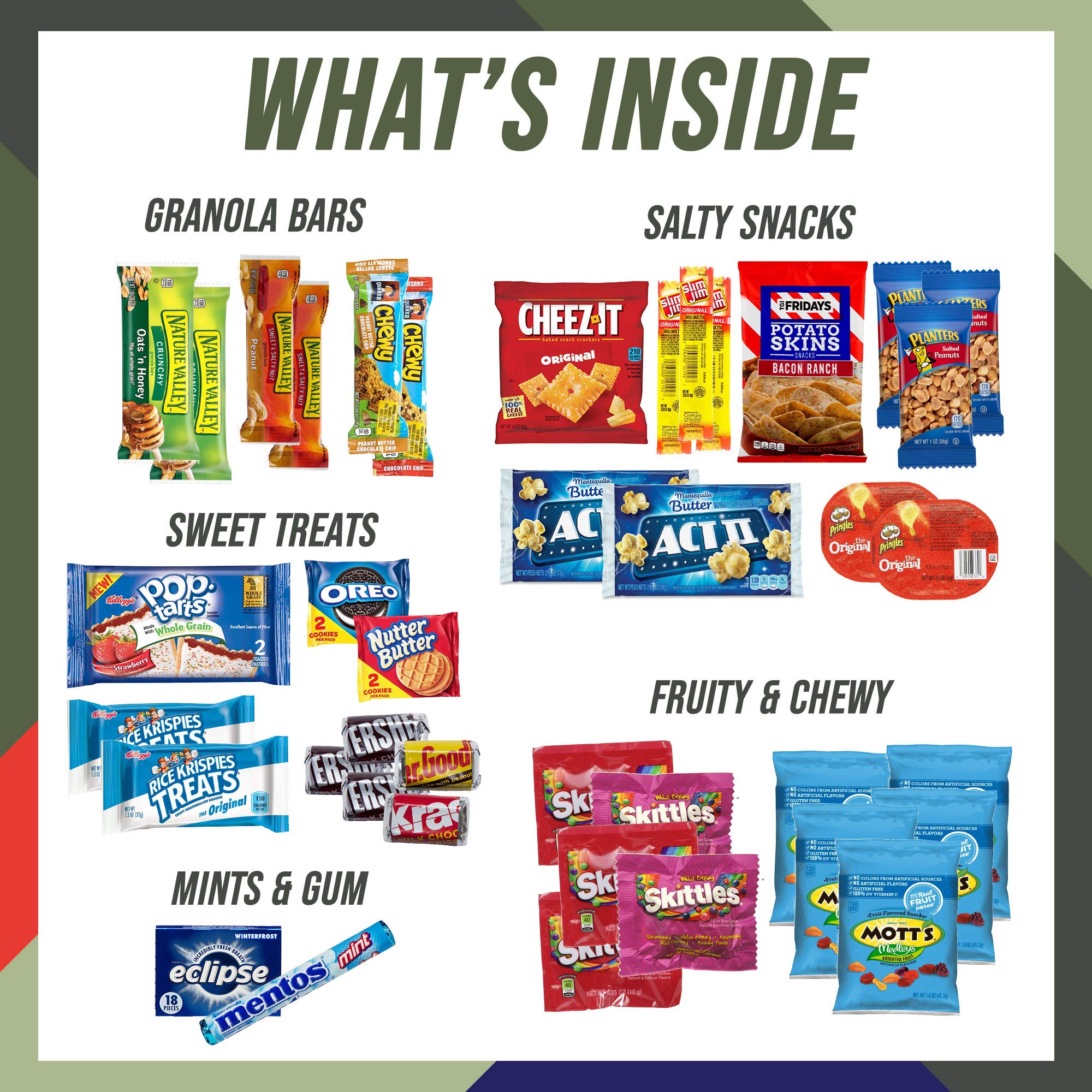 Military Encouragement - Snack Box (40 Piece Variety Gift Basket Care Package) Peanuts, Candy, Chips, Granola Bars & More - My Hero Crate